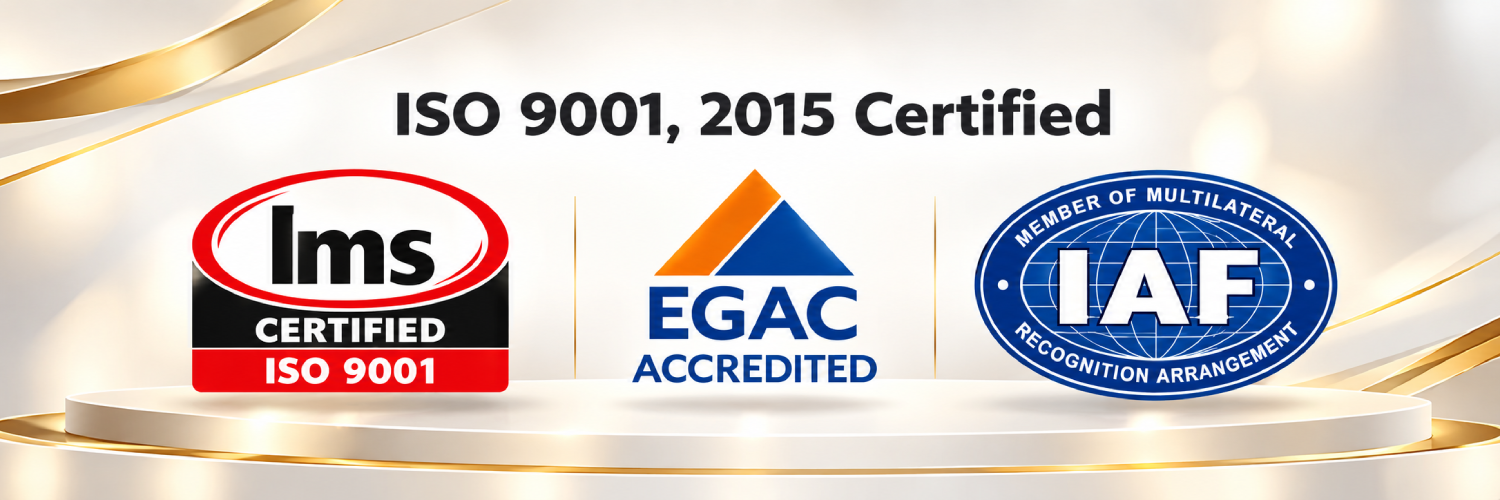ISO 9001:2015 Certified, EGAC Accredited and IAF certification logos